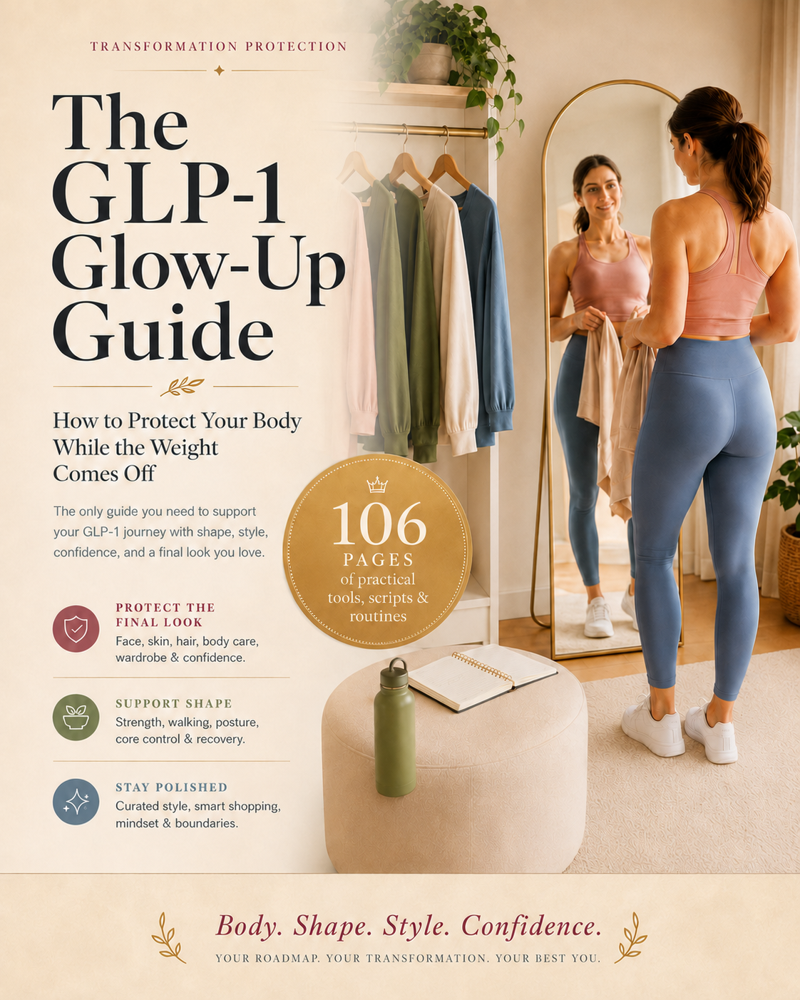 The GLP-1 Glow-Up Guide premium cover with 106 pages